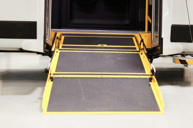 MoveMobility P4 wheelchair van ramp deployed on the ground
