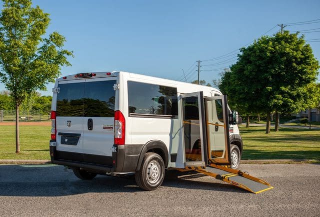 side entry wheelchair van with ramp deployed