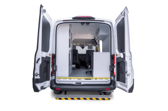back view of outreach van upfit