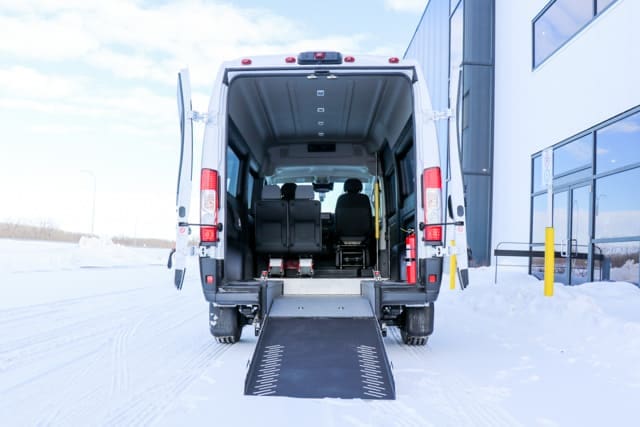 Rear entry VL series van with ramp down