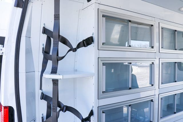 2 kit bag storage shelves with quick release buckles