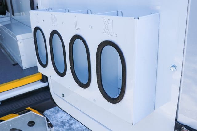 Rear door nitrile glove storage