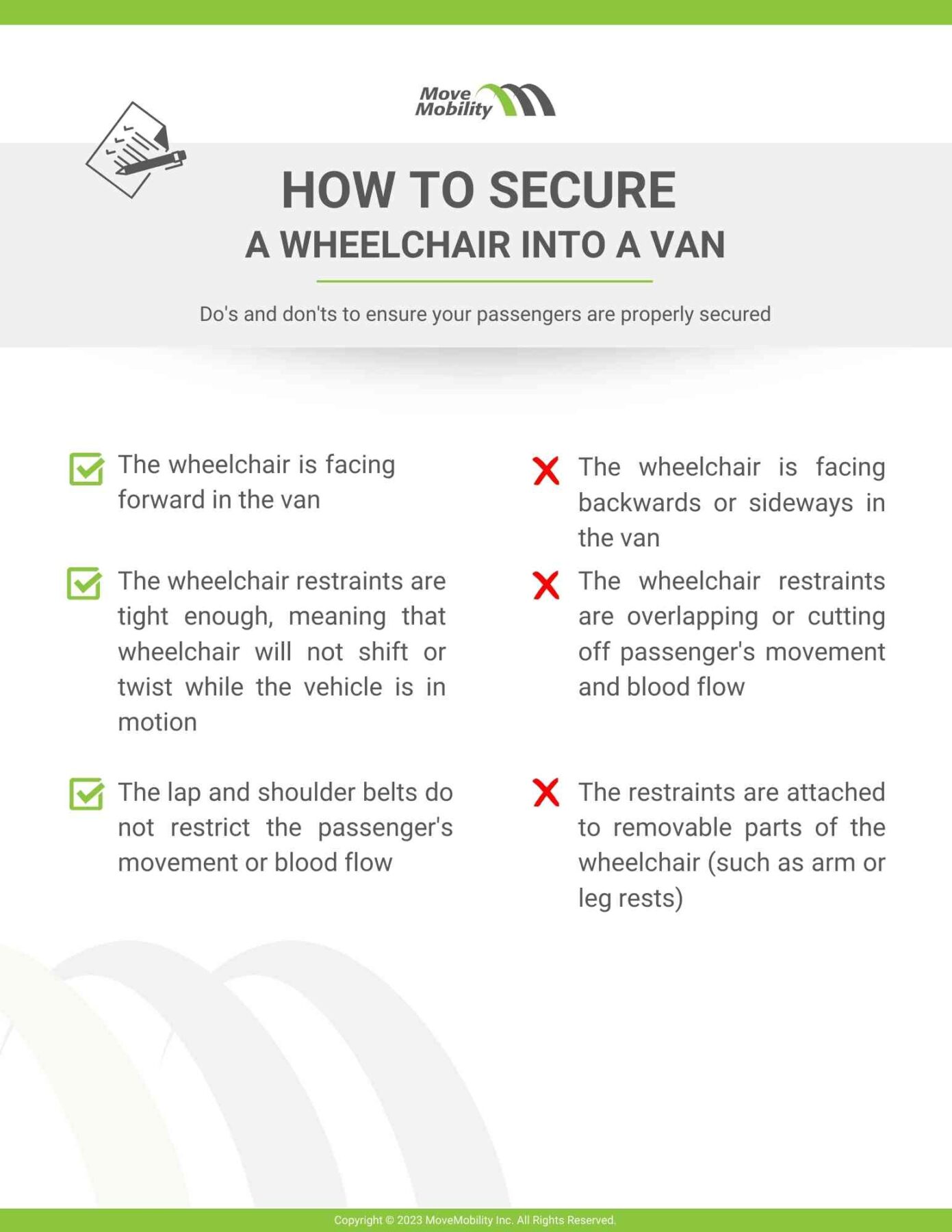 Securing a wheelchair into a van