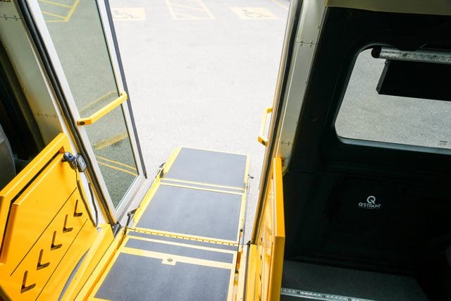 Heavy duty transit grade ramp in a MoveMobility side entry accessible van